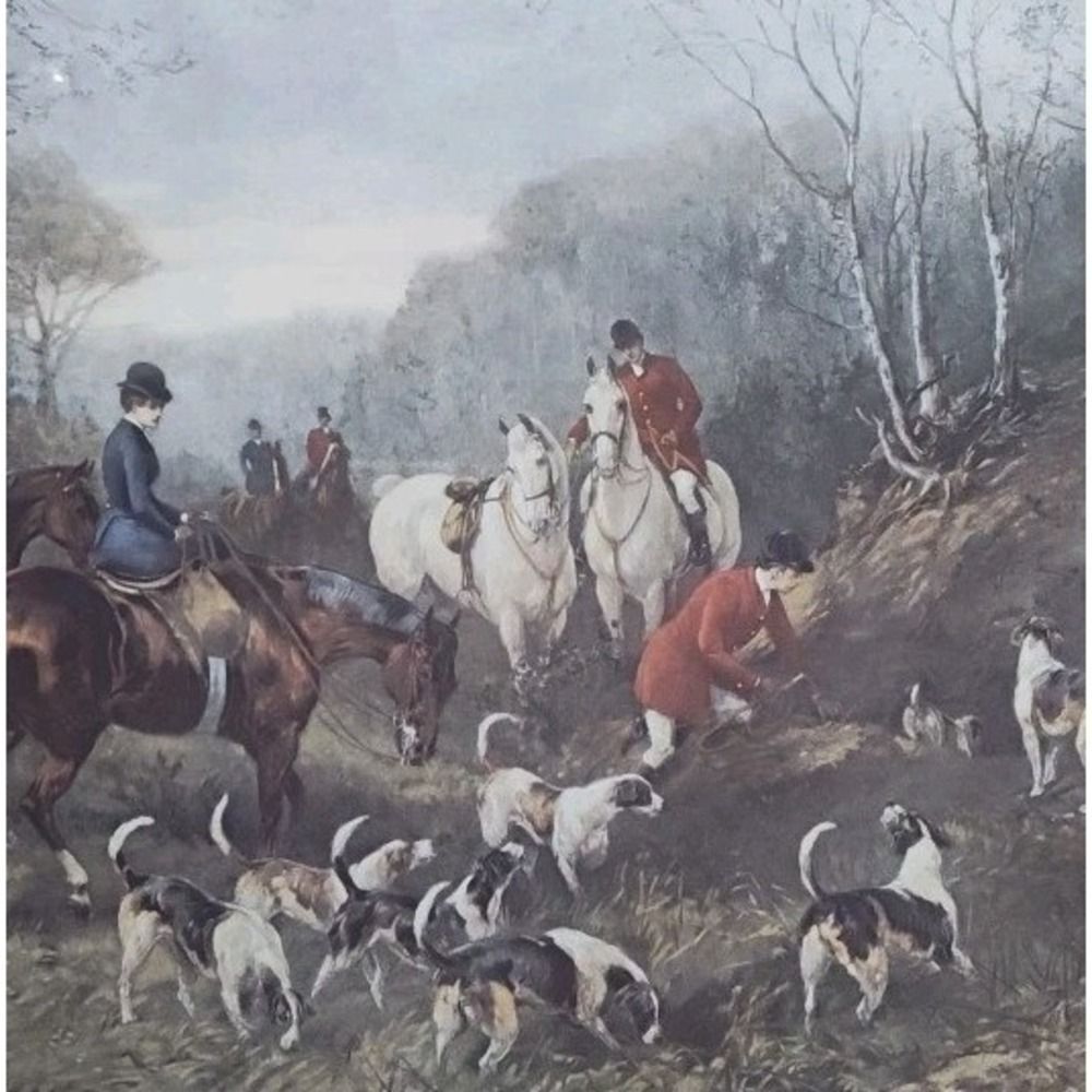 "Run To Earth" Framed & Matted Lithograph Print Heywood Hardy 39"x30"
